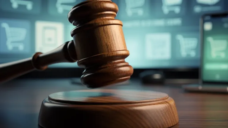 Federal Trade Commission gavel striking to enact new 2026 rules on online retail surcharges.