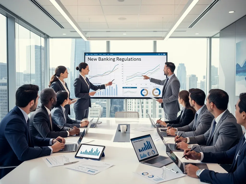 Financial experts analyzing new Federal Reserve banking regulations.